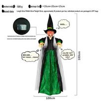 Purple Sound-Activated Light-Up Screaming Witch Pendant for Halloween Haunted House Decor black
