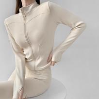 Women's Slimming Velvet-Lined Running & Yoga Jacket with Zipper L gray