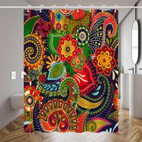 Vibrant Paisley Print Waterproof Shower Curtain for Bathroom, Colorful Floral Design High-End Toilet Partition Curtain W90XH180cm multi