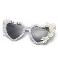Bride To Be Heart Shaped Pearl Rose Sunglasses Wedding Bachelorette Party Favors Novelty Glasses For Bride Bridesmaids KJ301 gray
