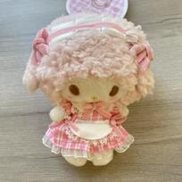 Japanese Lolita Pink Plaid Dress Plush Sheep Maid Keychain Heart Buckle Girly Gift For Girlfriend About 10cm beige