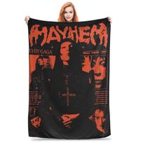 Lady Gaga Mayhem New Album Music Blanket Portable Fleece Sofa Throw Blanket for Home Bedroom Office Throws Bedspread Quilt Size: 75*100cm, Weight: 230 GSM red