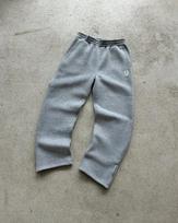 Unisex Loose Wide Leg Sweatpants Elastic Waist Small Embroidery Side Slit Hem Street Hip Hop Casual Track Pants Polyester Soft Trousers S gray