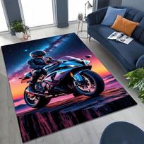 Motocross Dirt Bike Rider Area Rug Blue Paint Splash Green Motorcycle Print Non Slip Rectangular Floor Mat Biker Living Room Decor 40x60cm( 15x23in ) gray