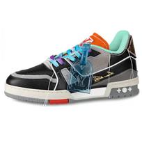 LOUIS VUITTON Trainer Low top Stylish Skateboarding Shoes Men's Blue Green 1A8QAN 41.5 gray