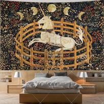 Vienaragis nelaisvėje Viduramžių gobelenas Dangiškasis Mėnulio Saulės Mėnulio Tarot Goobelinas Sienos meno kūrinys Estetinis kambario dekoras Fono audiniai 150X180CM beige