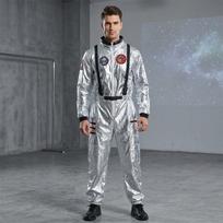 Halloween Astronaut Costume Jumpsuit Cosplay Outfit Space Suit Carnival Party Space-themed Performance Costume Bodysuit Outfit XL gray