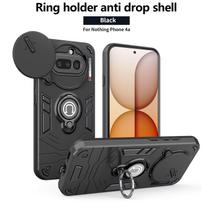 Hybrid Armor Shockproof Case For Nothing Phone 4A Sliding Window Metal Ring Holder TPU Frame Hard Plastic Phone Cover Fundas Nothing Phone 4A Pro beige