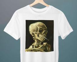 Skull of a Skeleton with Burning Cigarette, Vincent van Gogh, Unisex T-Shirt, Halloween T-Shirt, Art T-Shirt, Gothic, Spooky T-Shirt XL black