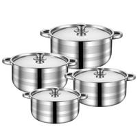 Large Stainless Steel 4PCS Induction Cooker Cookware Set Classic Soup Pot Sustainable Kitchen gray