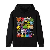 B1093 Kids Boys Girls Sprunki Comfortable Cartoon Lovely Long Sleeves Hoodie 100cm juoda