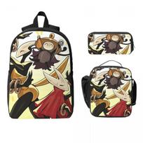 Hollow Knight Backpack Student BookBag School Bag Laptop Shoulder Bags 3ps Insulated Lunch Bag Pencil Case One Size black