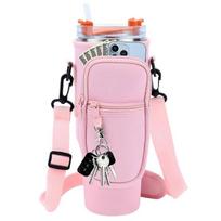 40oz Ice Cup Holder Thermal Bottle Holder Cup Bag Water Bottle Bag Customized Cup Holder Crossbody Cup Bag Pink