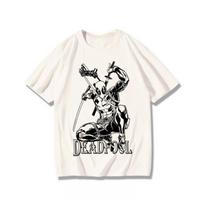 Genuine Iron Man Deadpool Joint Van Gogh Starry Sky T-Shirt Black Korean Version Cotton Loose Short Sleeve S white