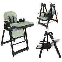 2-in-1 Baby High Chair with Rocking Function, 5-Point Safety Harness, Locking Wheels, Removable Tray, Foldable & Height-Adjustable, Dark Green 59 x 76 x 96 cm