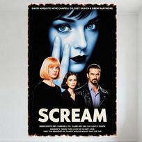 Scream Movie Poster Vintage Metal Tin Sign Horror Movie Wall Art David Arquette Neve Campbell Drew Barrymore Decor for Home Man 20x30cm（7.8x11.8inch） gray