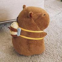 New bee capybara doll Kapibara plush toy cute girl gift grab machine activity throw pillow 30cm brown