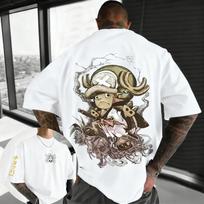 „Bandai One Piece Luffy Zoro“ spausdinti medvilniniai trumparankoviai 2026 m. vasariniai kvėpuojantys vyriški ir moteriški laisvi sportiniai madingi marškinėliai S white