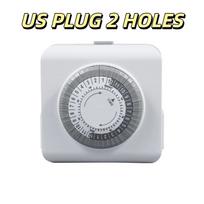 24-Hour Cycle Mechanical Timer 30-Minute Intervals 15A 1250W Outlet Timer Overload Protection High-power US Plug Timer 2 Hole gray