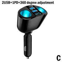 Car Cigarette Lighter 12V-24V Socket Splitter Blue Atmosphere Light PD QC3.0 2 USB Charger C Ports For Mobile Phone DVR Chargers
