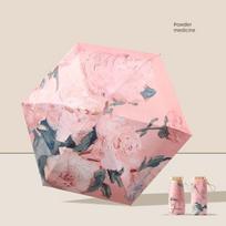Japoniško stiliaus skėtis nuo saulės su dvigubo sluoksnio auksine rankena, sulankstomas skėtis su prabangos pojūčiu, apsauga nuo saulės moterims, juoda danga Pink Peony + Handbag - 70% off Golden Double-Sided