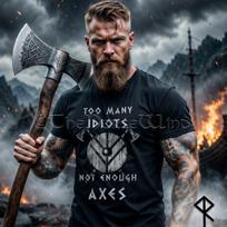 Per daug idiotų, per mažai kirvių Vikingų marškinėliai, Juokingi skandinavų kario marškinėliai, Skandinavų mitologija Valhala marškinėliai, Vikingų dovana, Šiaurės paveldas 130 gray
