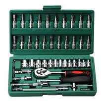 46pcs Motorcycle Socket Ratchet Wrench Set 1/4 Inch Drive Complete Car Repair Kit for Auto & Bicycle Maintenance Tools by Amagi žalia