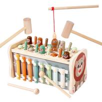 New children's lion five-in-one multi-functional whack-a-mole training baby hand coordination reaction educational toy beige