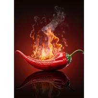 Vintažinės daržovės Raudonoji aitrioji paprika su ugnies fonu Meno plakatas Drobės tapyba Sieniniai spaudiniai Paveikslas virtuvei Namų dekoravimui 21X30CMNo Framed black