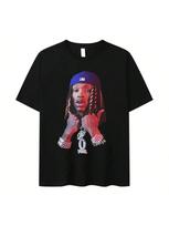 2025 Pop Smoke Hip Hop American Rap Character Print Vintage Street Short Sleeve T-Shirt High Quality Luxury Brand Ins Y2k S įvairiaspalvis