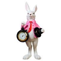 Easter Decorative Bunny Sculpture with Pocket Watch Bunny Statue for Spring Home Table Decor Party Supplies Gifts rožinė