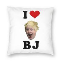 I Love BJ Boris Johnson Square Pillowcase Polyester Linen Velvet Creative Zip Decor Throw Pillow Case Room Cushion Cover 30x30cm white