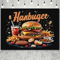 Quick Food Burger Wall Art, suitable for restaurants, cafes, and home decor - easy to hang, vivid food themed design 47.2x31.5inch/120*80cm orange