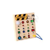 Montessori mažylio jungiklis - medinės LED šviečiančios užimtumo lentos, sensoriniai, edukaciniai, mokymosi, kelionių žaislai beige