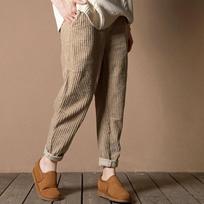 Fashion Plus Size elastinės juosmens velvetinės kišeninės kelnės ilgos kelnės L smėlis