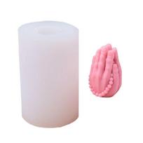 Silicone Mold Buddha Beads Prayer Gesture Hand Candle Gypsum Molds Homemade white