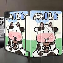Tablet Case For iPad Pro 2025 Mini 6 7 Air 4 5 M3 M2 1 2 M4 11inch Pro 11th 10th 9th 8th 7th 12.9inch Holder Cover Cows Drink iPad Mini 7 8.3 white