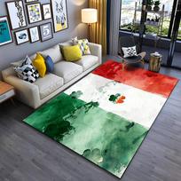 Itališkos vėliavos stiliaus kilimas su akvarelės tekstūra ir dobilų raštu, tinkamas naudoti kaip neslystantis kilimėlis svetainės, miegamojo, sofų 80x120cm( 31x47in) gray