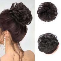 Artifice Messy Juda Bun Hair Piece Wavy Curly Extension Thick Updo Hairpieces for Women for Party Casual Wear Messy Bun Brown black