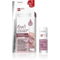 EVELINE Nail Therapy Professional Nagų Lakas, kuris suteikia spalvą, Priežiūra ir Spalva 6in1 - Dulkėtas Rožinis 5 ml