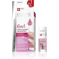 EVELINE Nail Therapy Professional Nagų Lakas, kuris suteikia spalvą, Priežiūra ir Spalva 6in1 - Kristalinė Rožė 5 ml