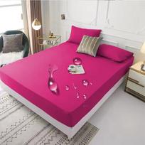 Waterproof Mattress Protector, Breathable Noiseless Mattress Topper, Bed Smooth Jersey Mattress Cover Fully Fitted Sheet Only 1PC  Pillowcases pink
