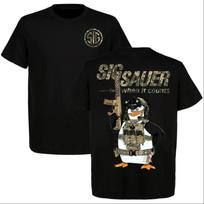 Sig Sauer Tactical Penguin Graphic T-and kids tshirt, When It Counts 2A Shooter Tee 120 gray