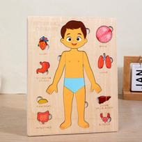 Montessori Human Body Puzzles Busy Board Body Parts Teaching Educational Anatomy Toy for Kids Children Early Learning Games orange