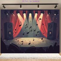 2D Red Curtain Musical Note Stage Backdrop Live Show Shoot Banner 47.2x31.5inch/120*80cm brown