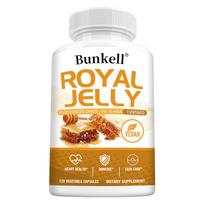 Freeze Dried Royal Jelly 1995mg Standardized 5% 10-HDA Veggie Capsules for Immune and Heart Support 120PCS white