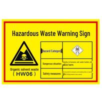 Heistick Organic Solvent Hazardous Waste Safety Sign 30x20cm white