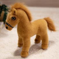 Simuliacinė poni lėlė pliušinis žaislas zodiako arklys balta poni lėlė vaikų skudurinė lėlė gimtadienio dovana 35cm（0.42kg） šviesiai ruda spalva