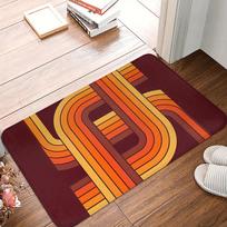 Retro Striped Sardine Can Doormat Non Slip Waterproof Washable Indoor Kitchen Front Entry Decor Rug 43X120CM orange