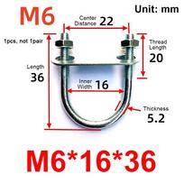 1Pcs Screws Pipe U-clamp Galvanized Q235 Carbon Steel Round Bolt M8 Round Tube Clamp  for Round Tube 1Pcs M6*16*36 gray